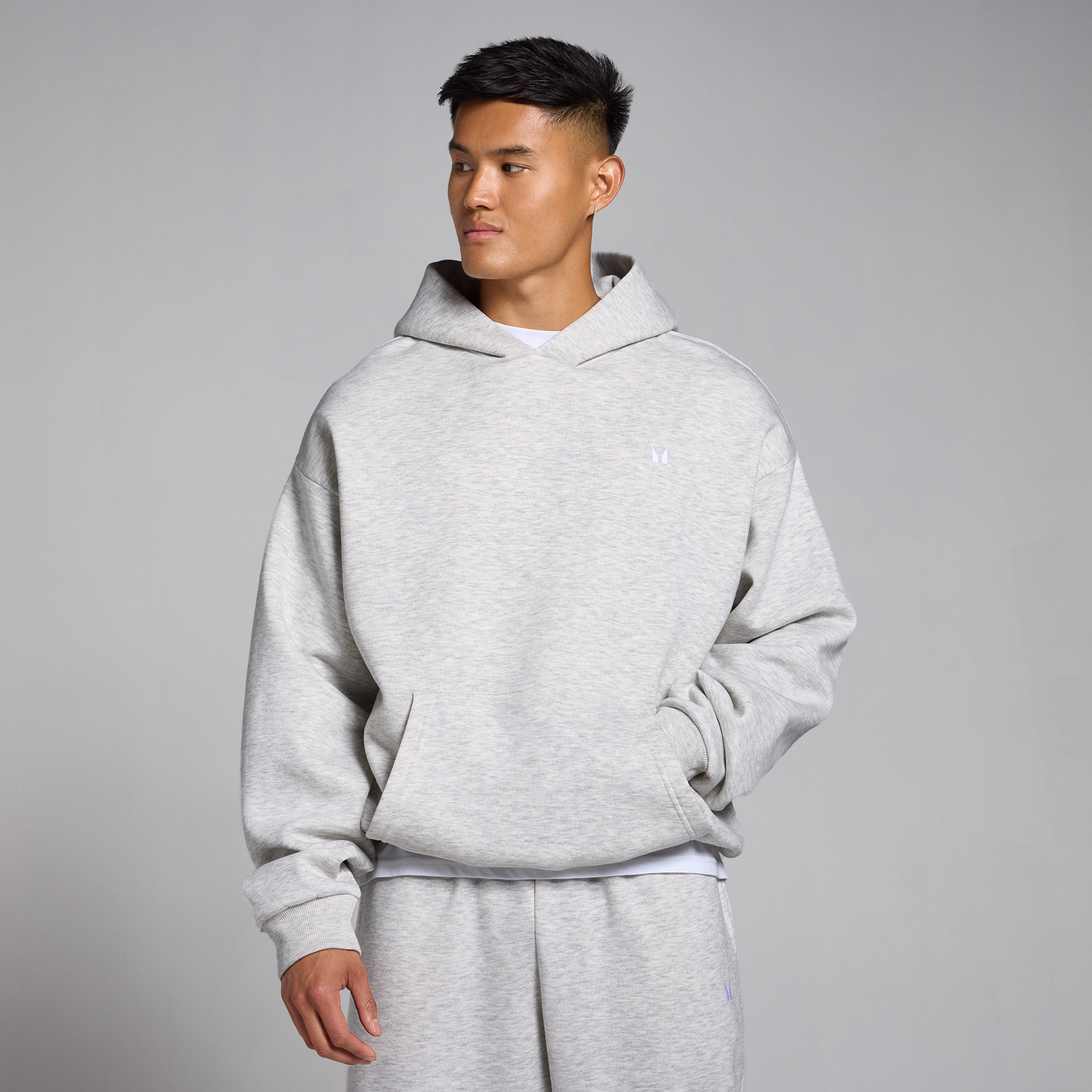 MP Men's Rest Day Oversized Hoodie - Light Grey Marl - S
