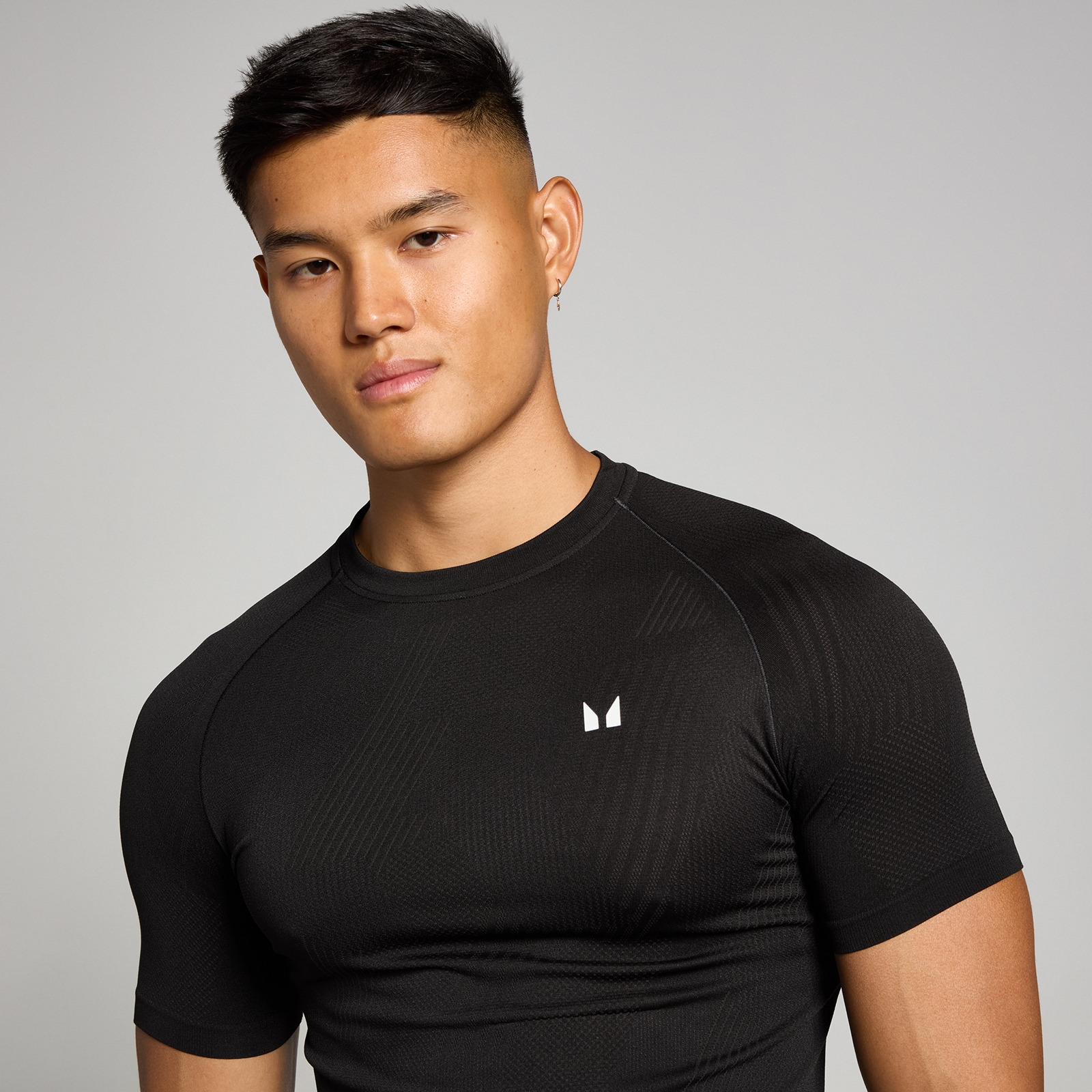 MP Herren Tempo nahtloses T-Shirt mit Grafikelement – Schwarz - L