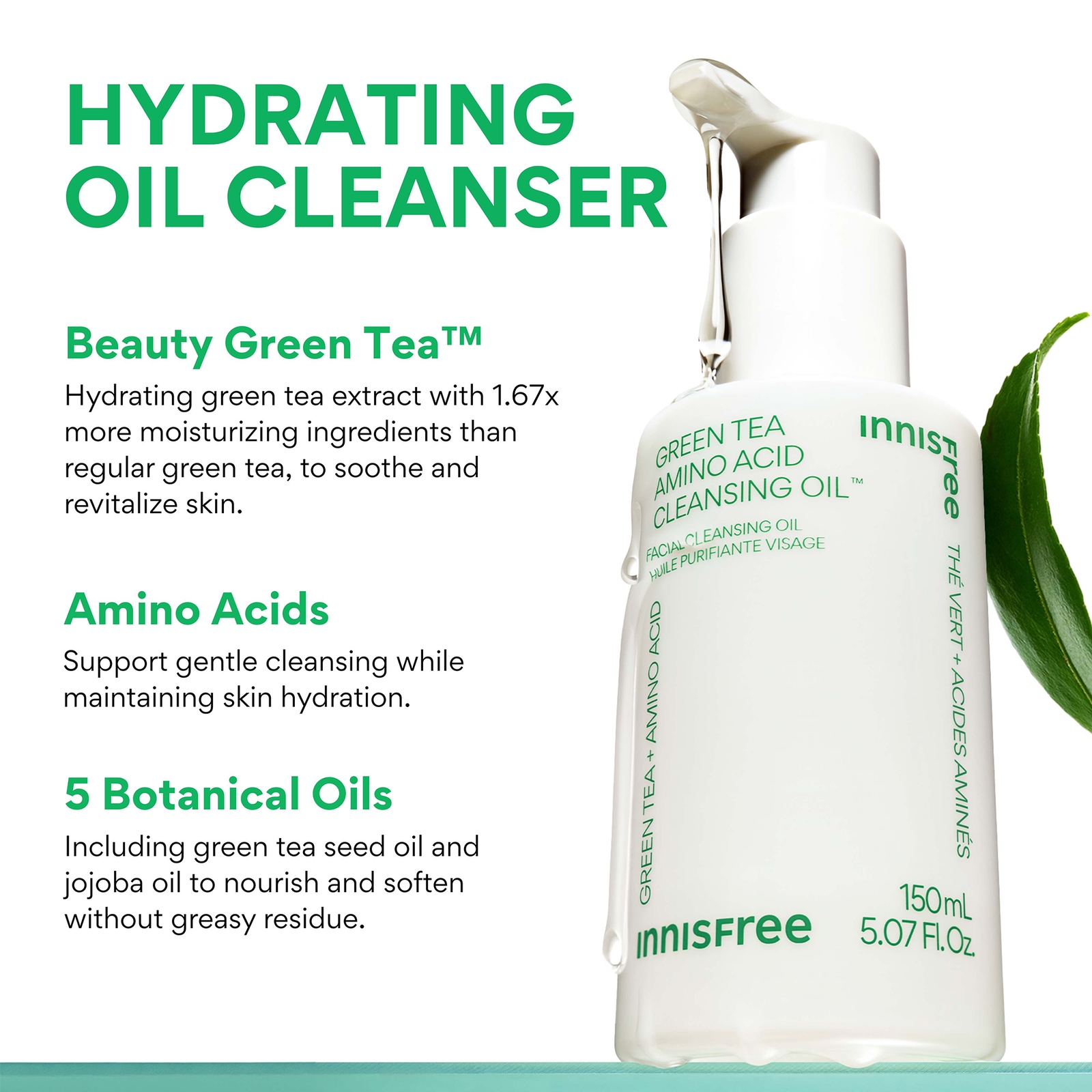 Thumbnail - INNISFREE Green Tea Amino Acid Cleansing Oil 150ml