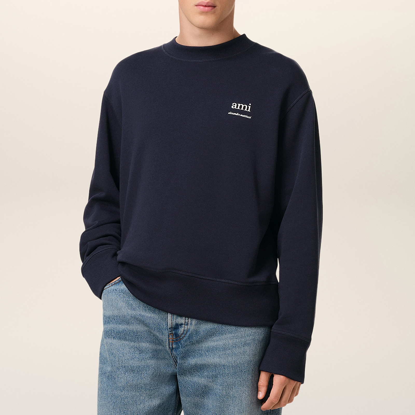 AMI Logo Cotton-Jersey Jumper - XL