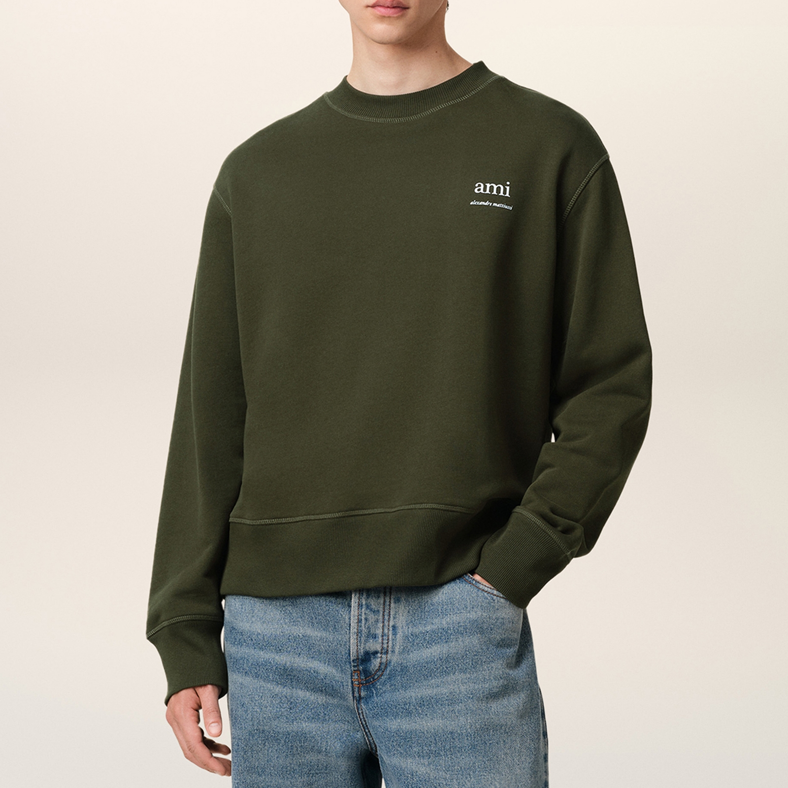 AMI Logo Cotton-Jersey Sweatshirt - XL
