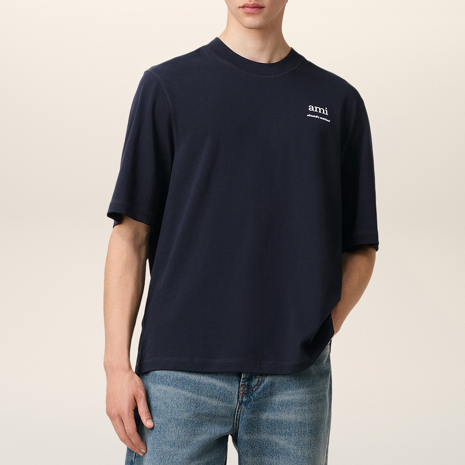 AMI Logo Cotton-Jersey T-Shirt - S