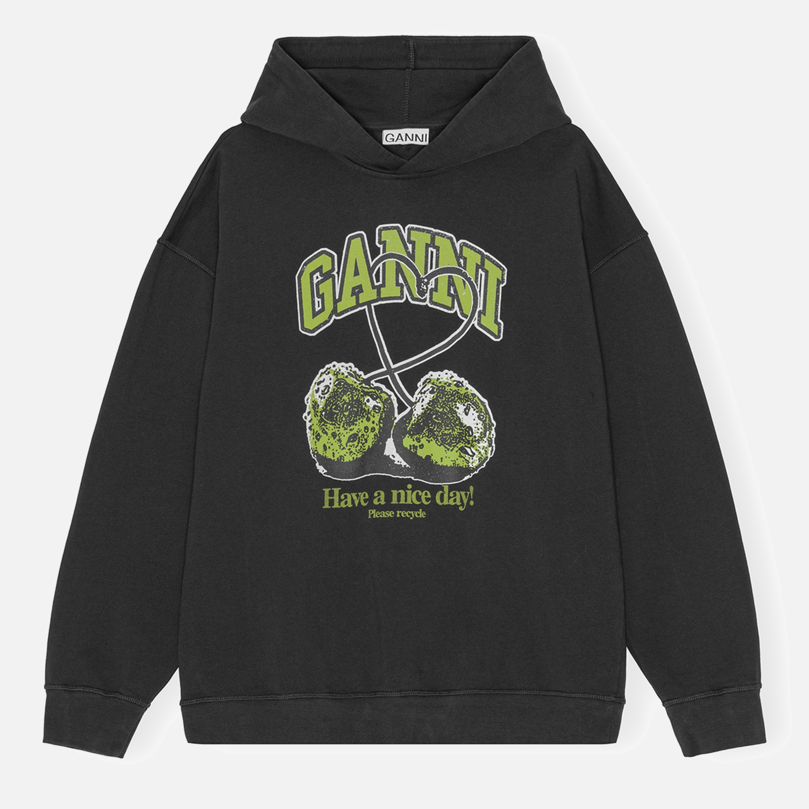 Ganni Isoli Cherries Oversized Cotton-Jersey Hoodie - L/XL