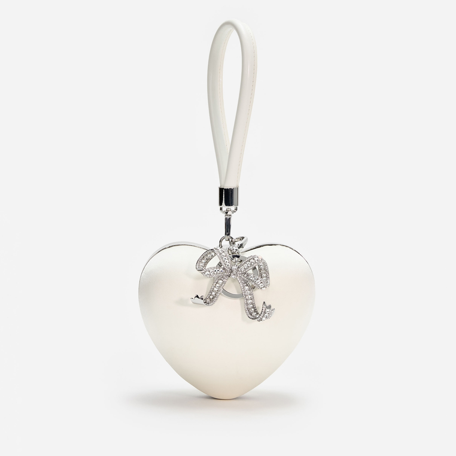 Self-Portrait Top Handle Satin Heart Clutch