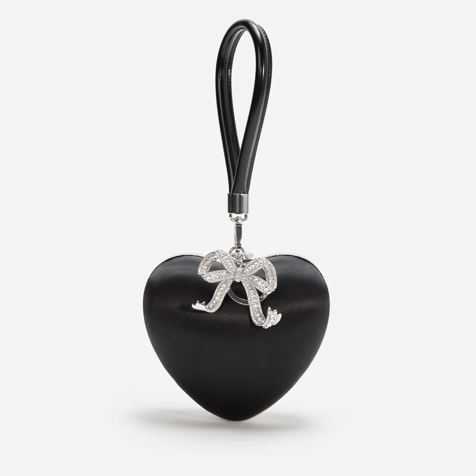 Self-Portrait Top Handle Satin Heart Clutch