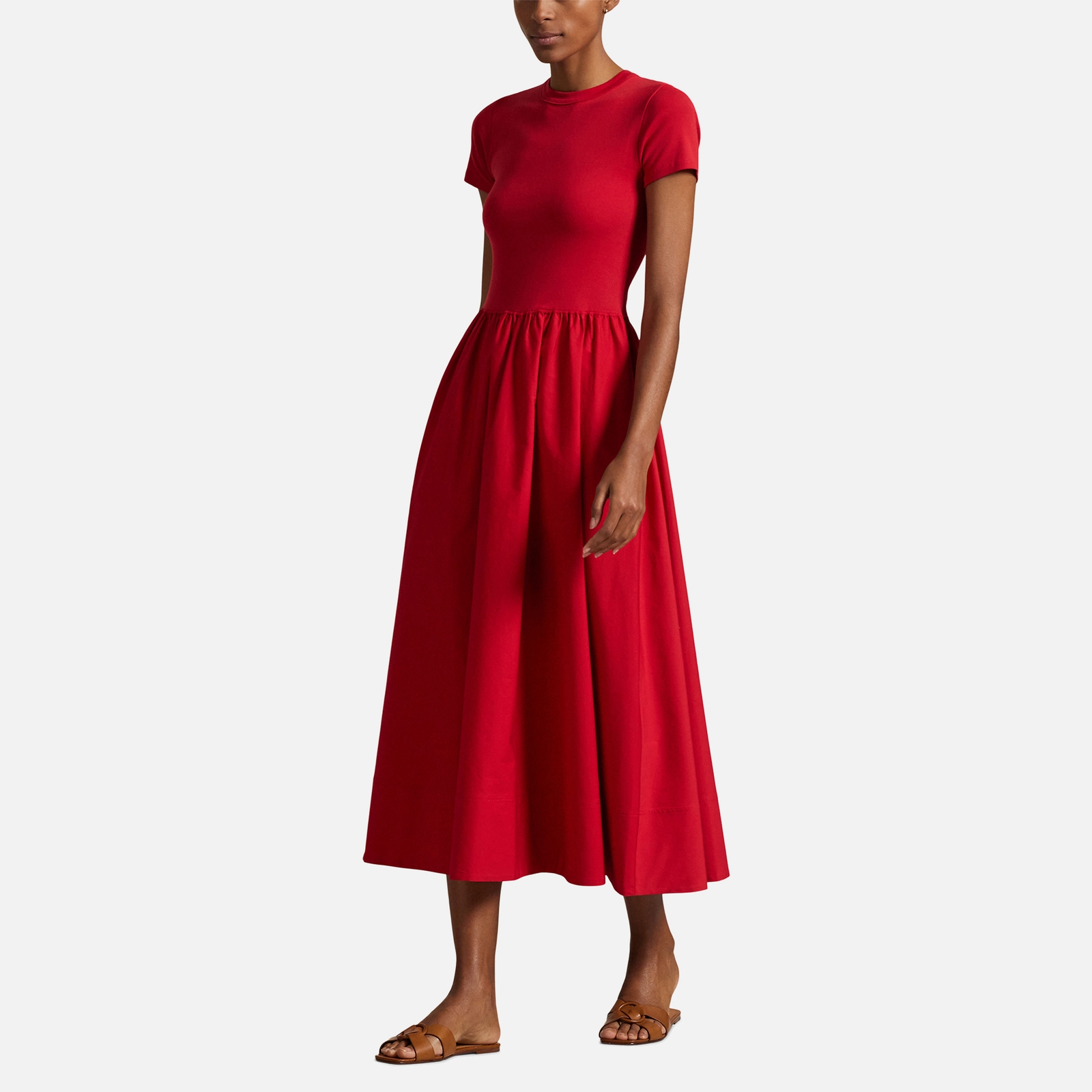 Polo Ralph Lauren A-Line Cotton-Jersey and Poplin Dress - L
