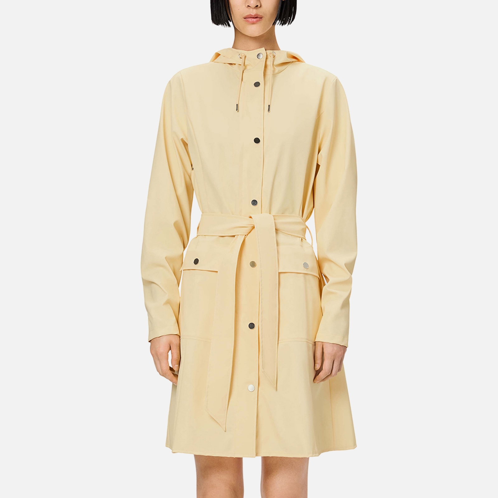 Rains Curve Matte Shell Long Jacket - S