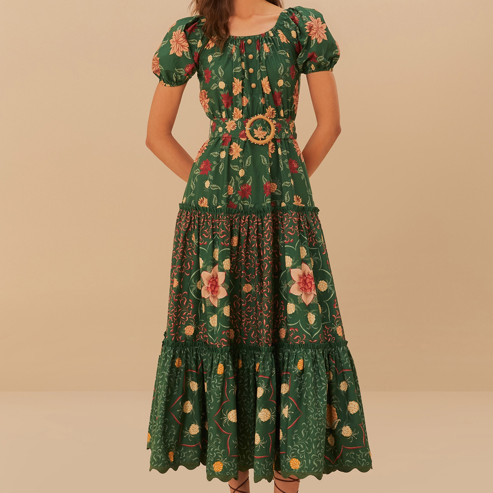 Farm Rio Pineapple Garden Cotton Maxi Dress - XS