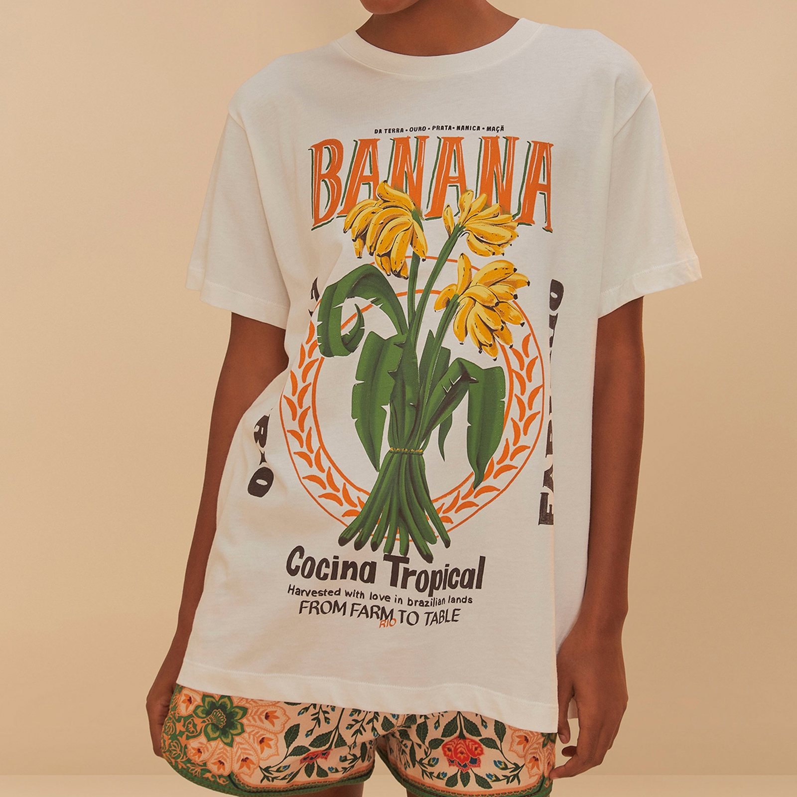 Farm Rio Banana Cocina Relaxed Cotton-Jersey T-Shirt - S