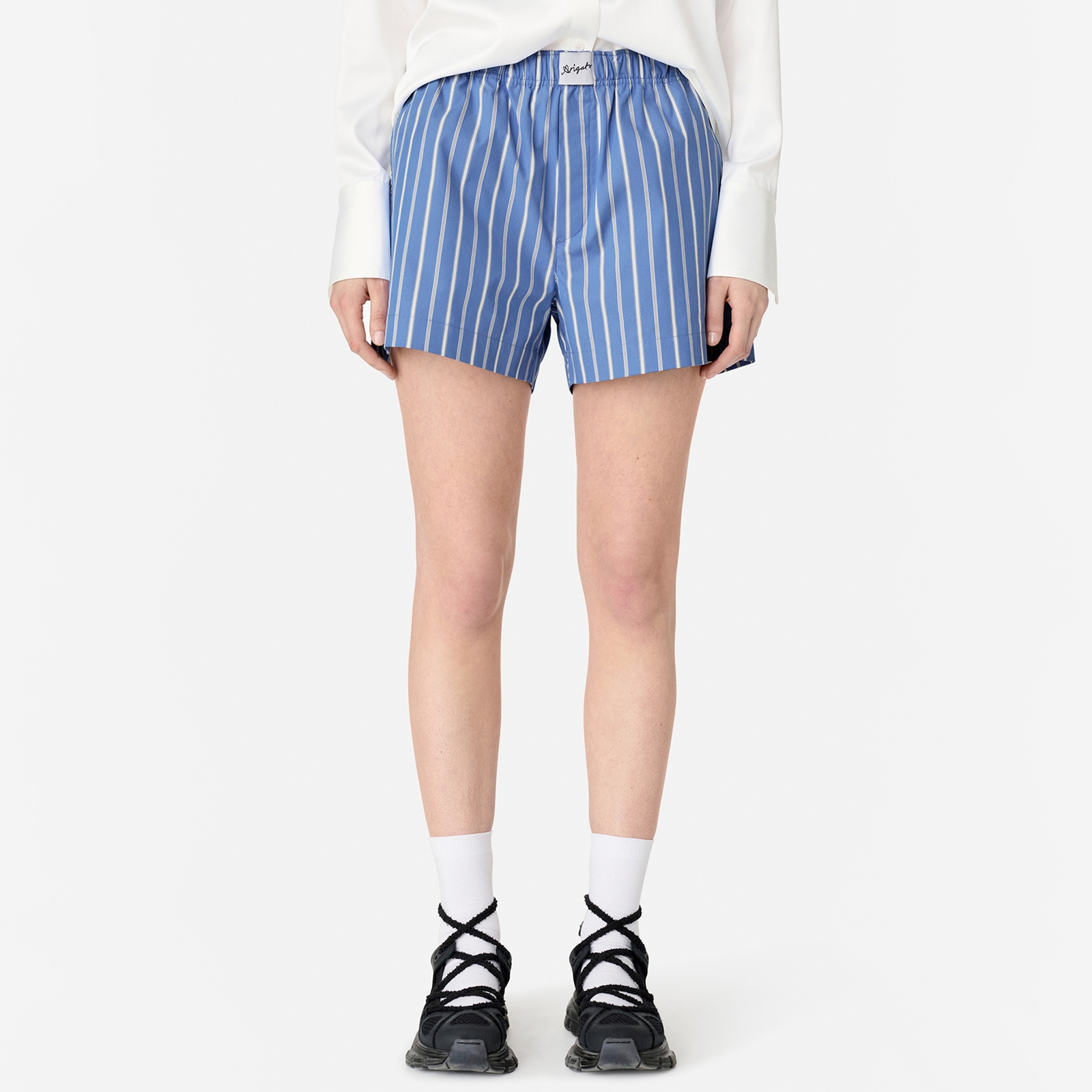 Axel Arigato Boxer Striped Cotton-Blend Shorts - M