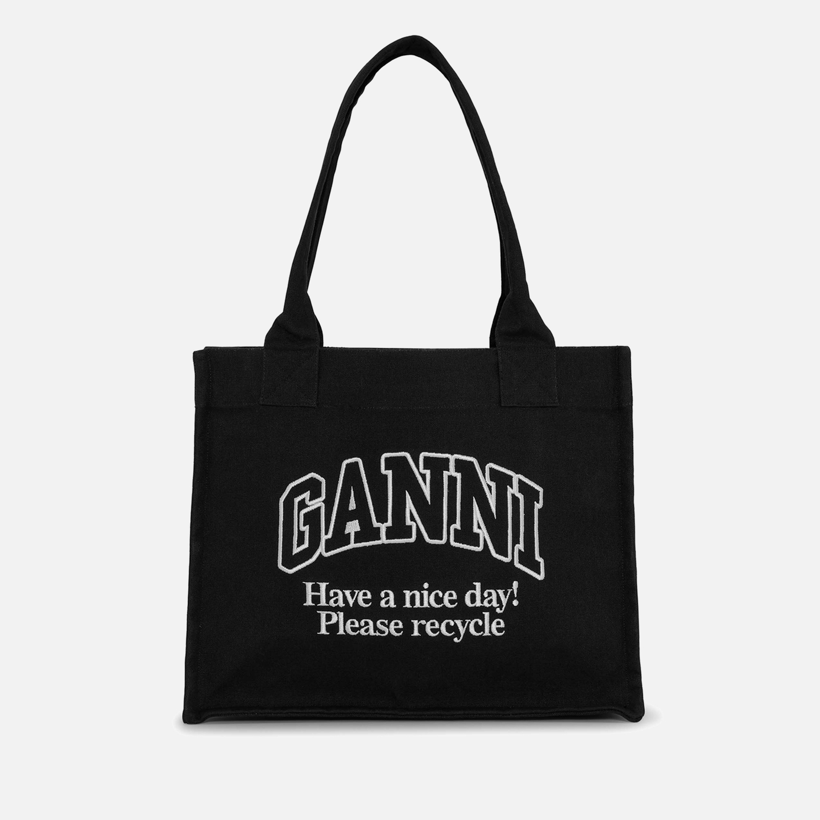 Ganni Large Easy Shopper Cotton-Canvas Tote Bag