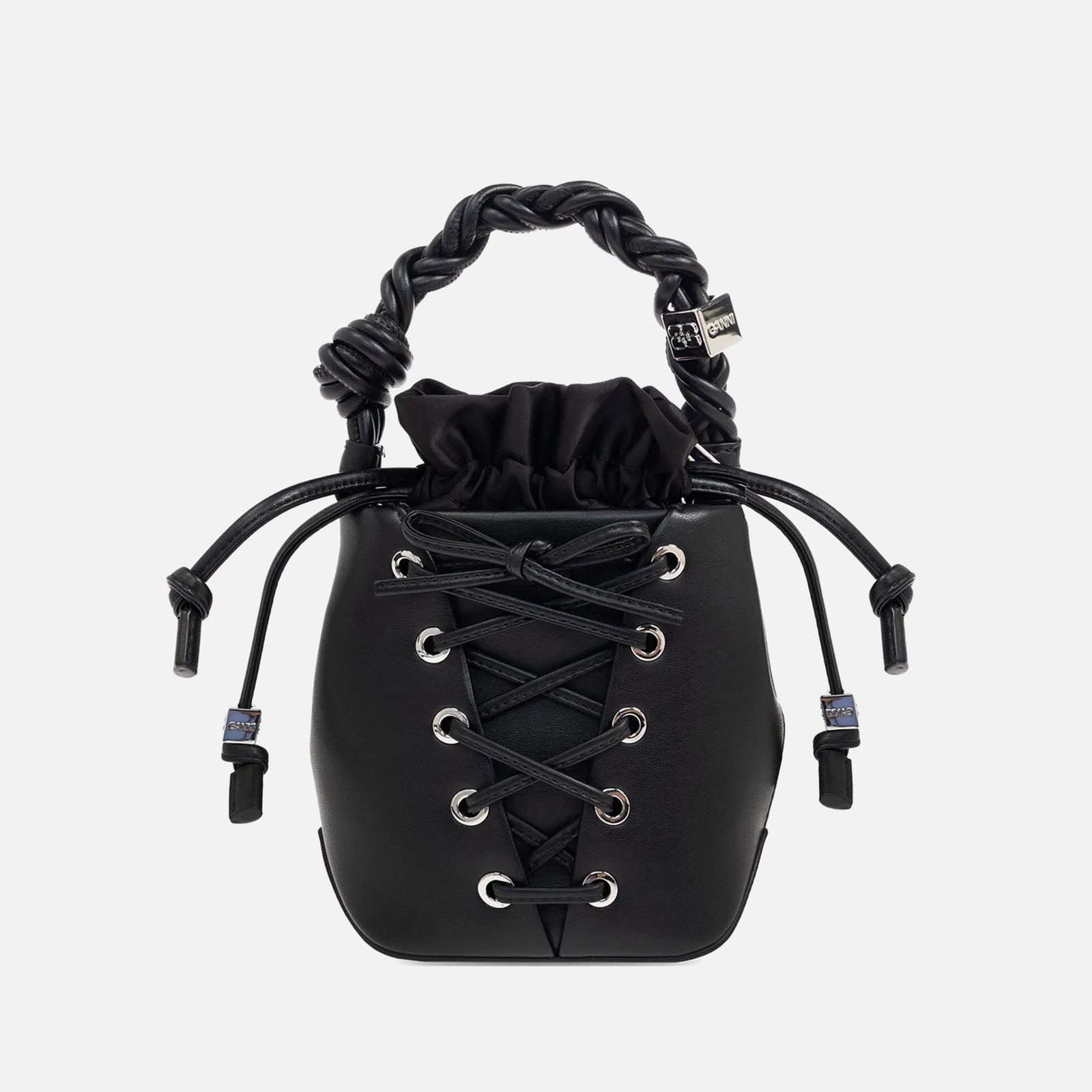 Ganni Mini Eyelets Lace-Up Bou Bucket Bag