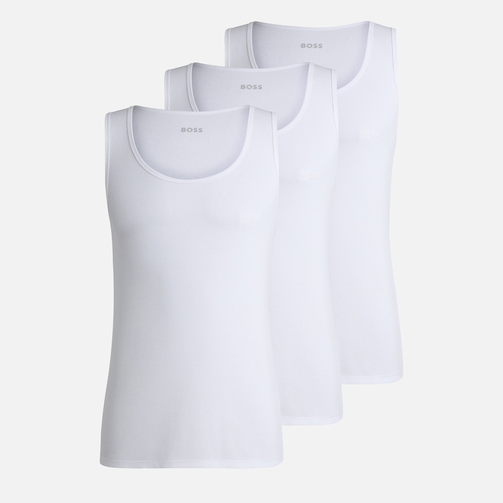BOSS Bodywear 3-Pack Ribbed Cotton-Jersey Tank Tops - M