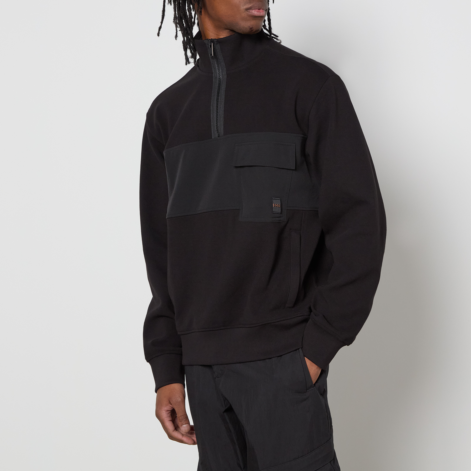 BOSS Orange Tech Quarter Zip Jersey Sweatshirt - S