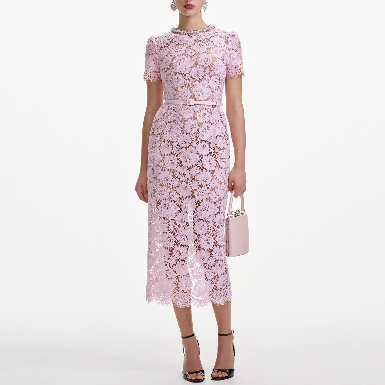 Self-Portrait Pearl Guipure Lace Dress - UK 10
