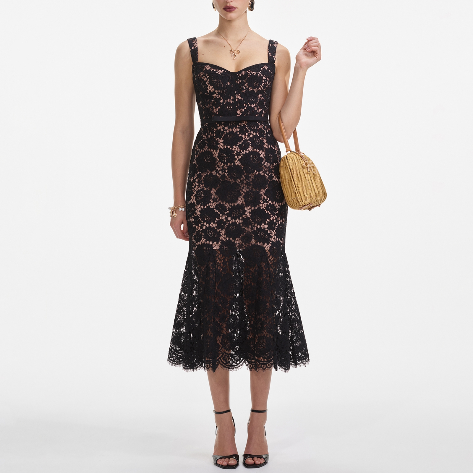 Self-Portrait Guipure Lace Midi Dress - UK 14