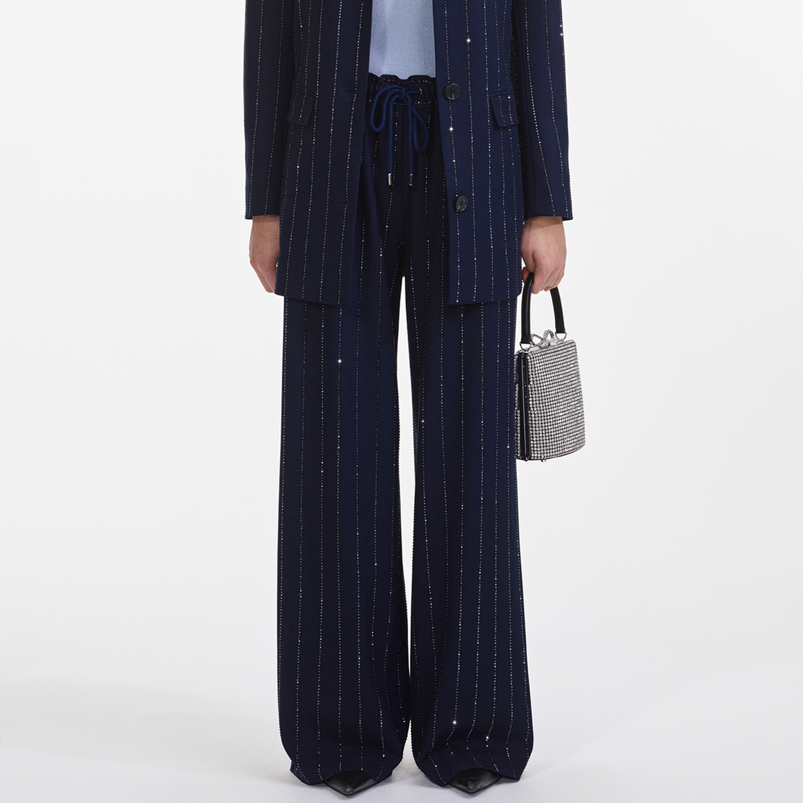 Self-Portrait Crepe Wide Leg Trousers - UK 14