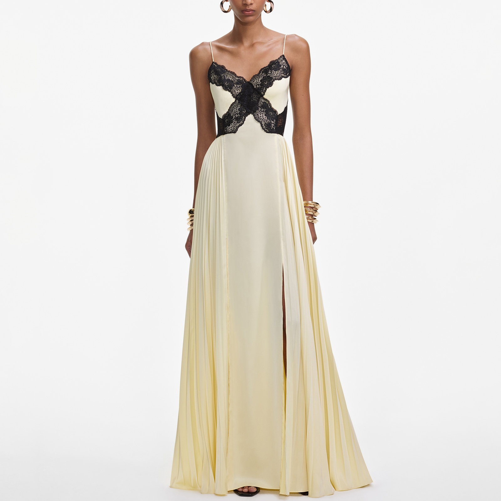 Self-Portrait Satin Guipure Lace Maxi Dress - UK 14