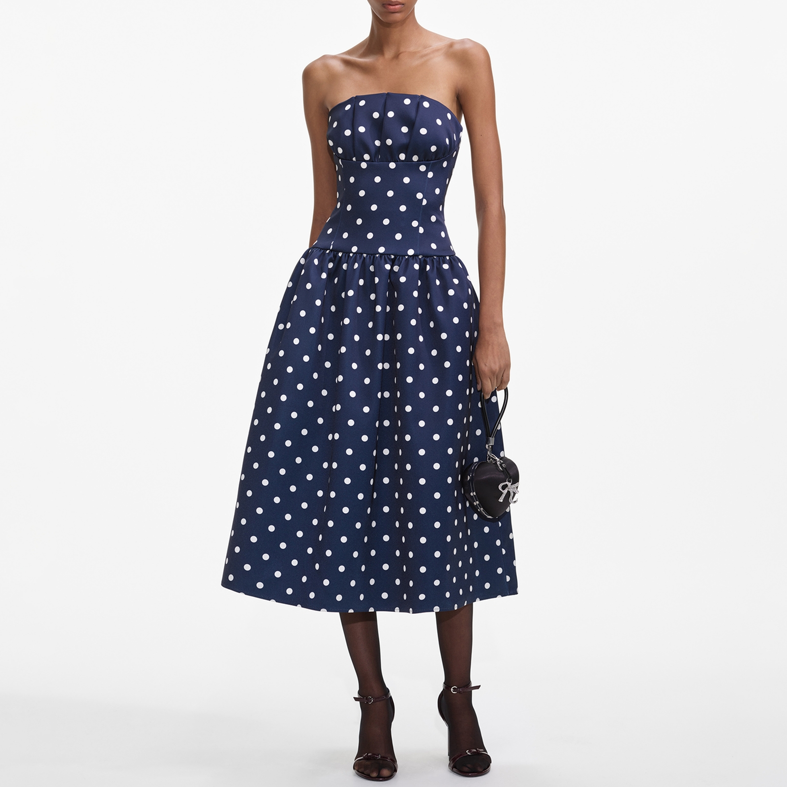 Self-Portrait Polka Dot Satin Midi Dress - UK 14