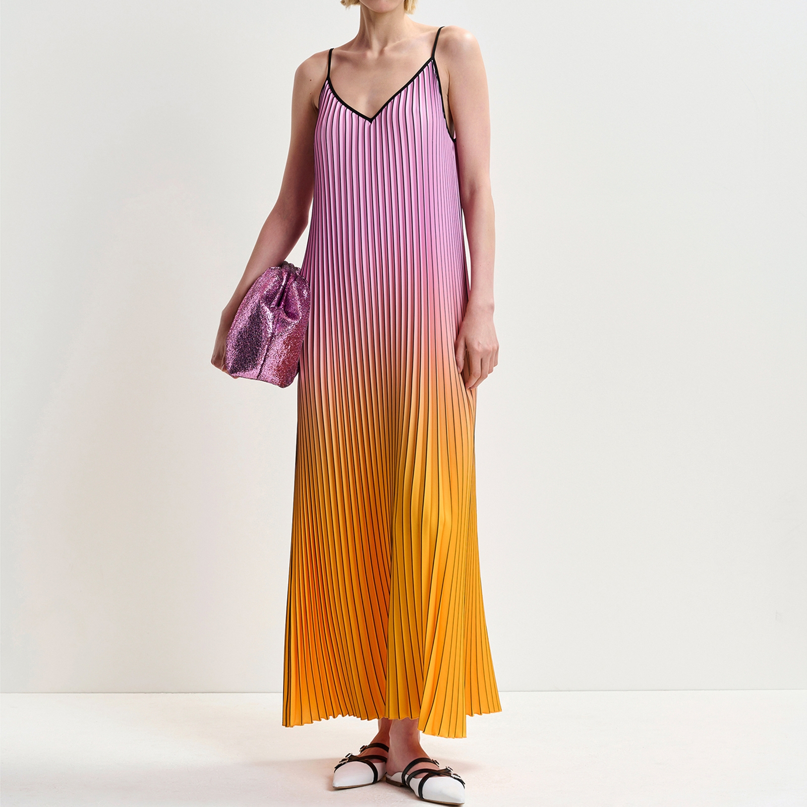 Essentiel Antwerp Haurus Plissé Maxi Dress - EU 34/UK6