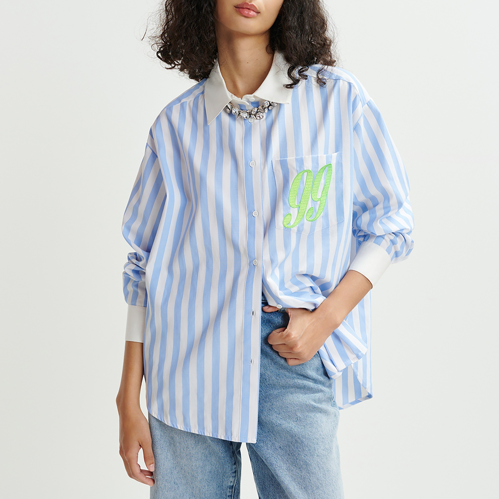 Essentiel Antwerp Halibut Embroidered Poplin Shirt - XS