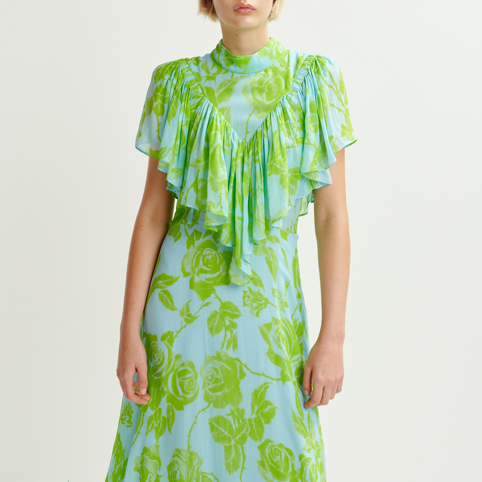 Essentiel Antwerp Honolulu Ruffle Chiffon Midi Dress - EU 34/UK6