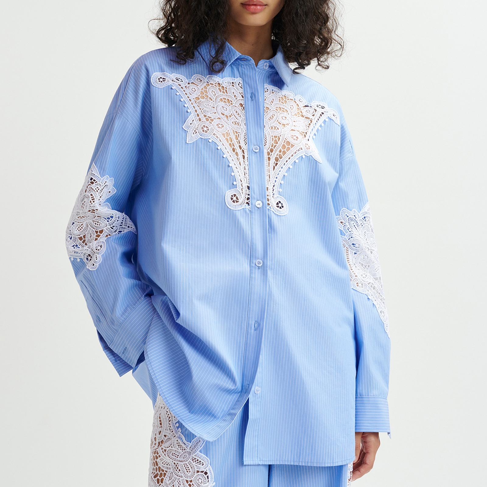 Essentiel Antwerp Hoofd Lace Cotton-Poplin Shirt - XS