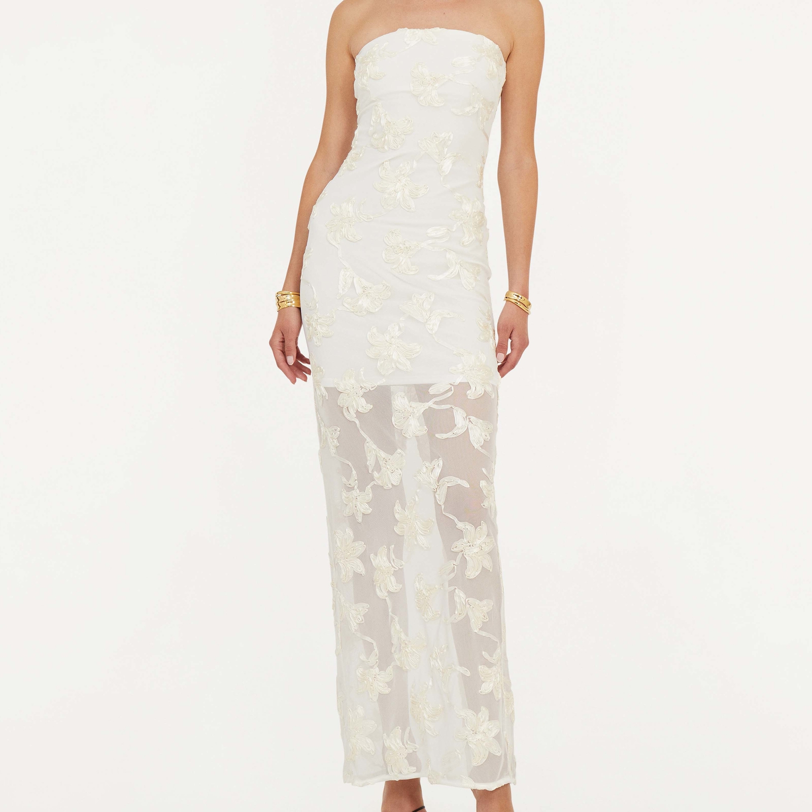 ROTATE Birger Christensen Floral-Jacquard Mesh Dress - DK 42/UK 14