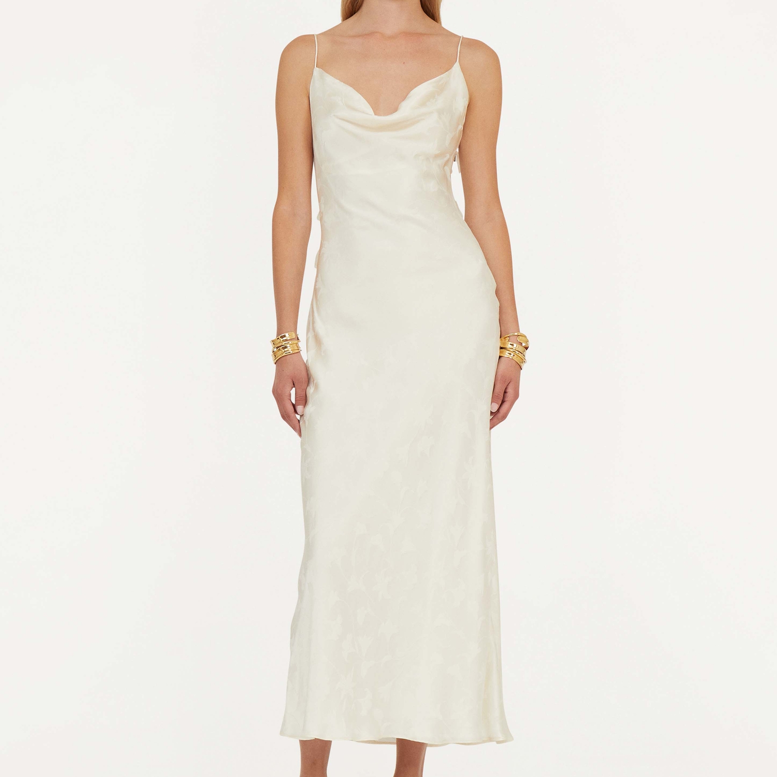 ROTATE Birger Christensen Floral-Jacquard Silk Midi Dress - DK 38/UK 10