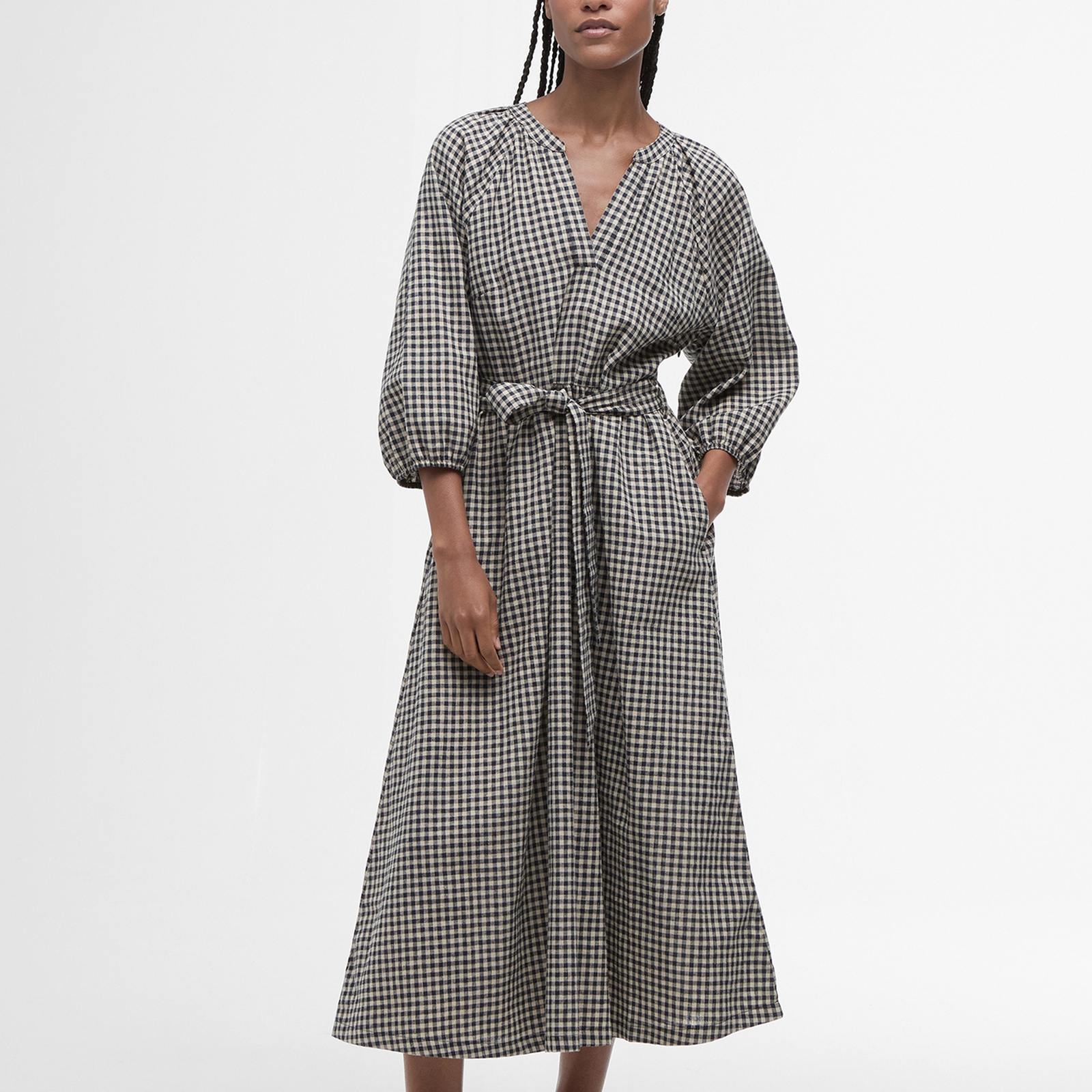 Barbour Suri Cotton-Gingham Midi Dress - UK 16