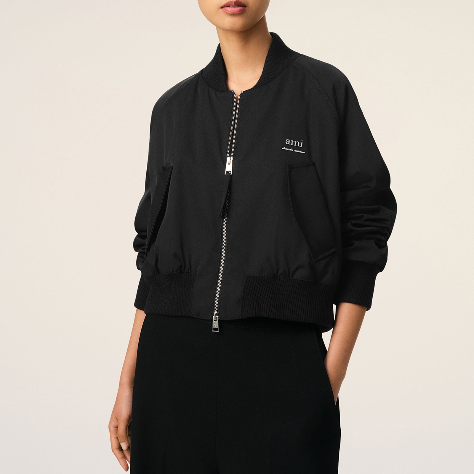 AMI Loose AMI Logo Twill Bomber Jacket - M