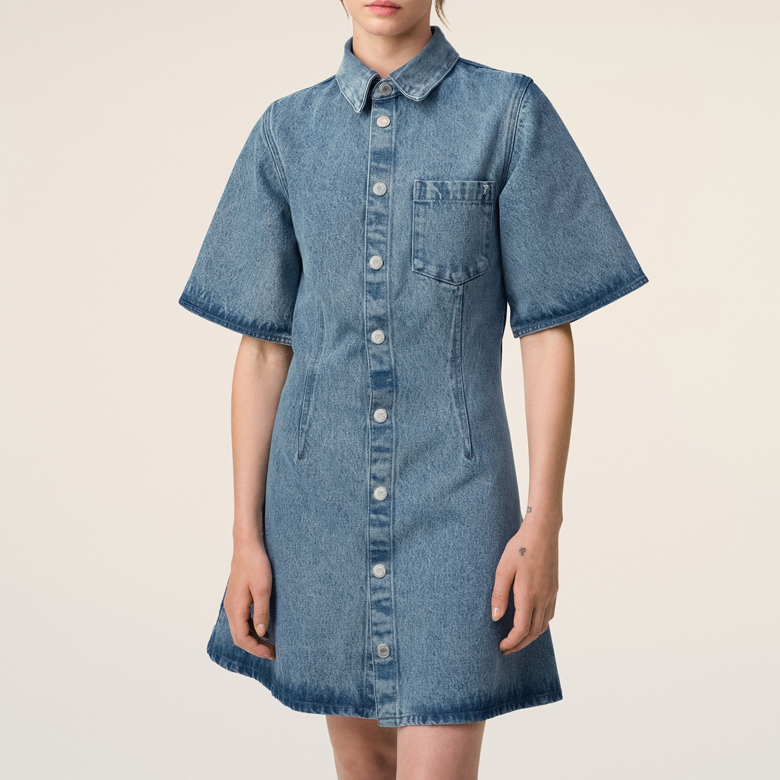AMI Denim Mini Shirt Dress - L