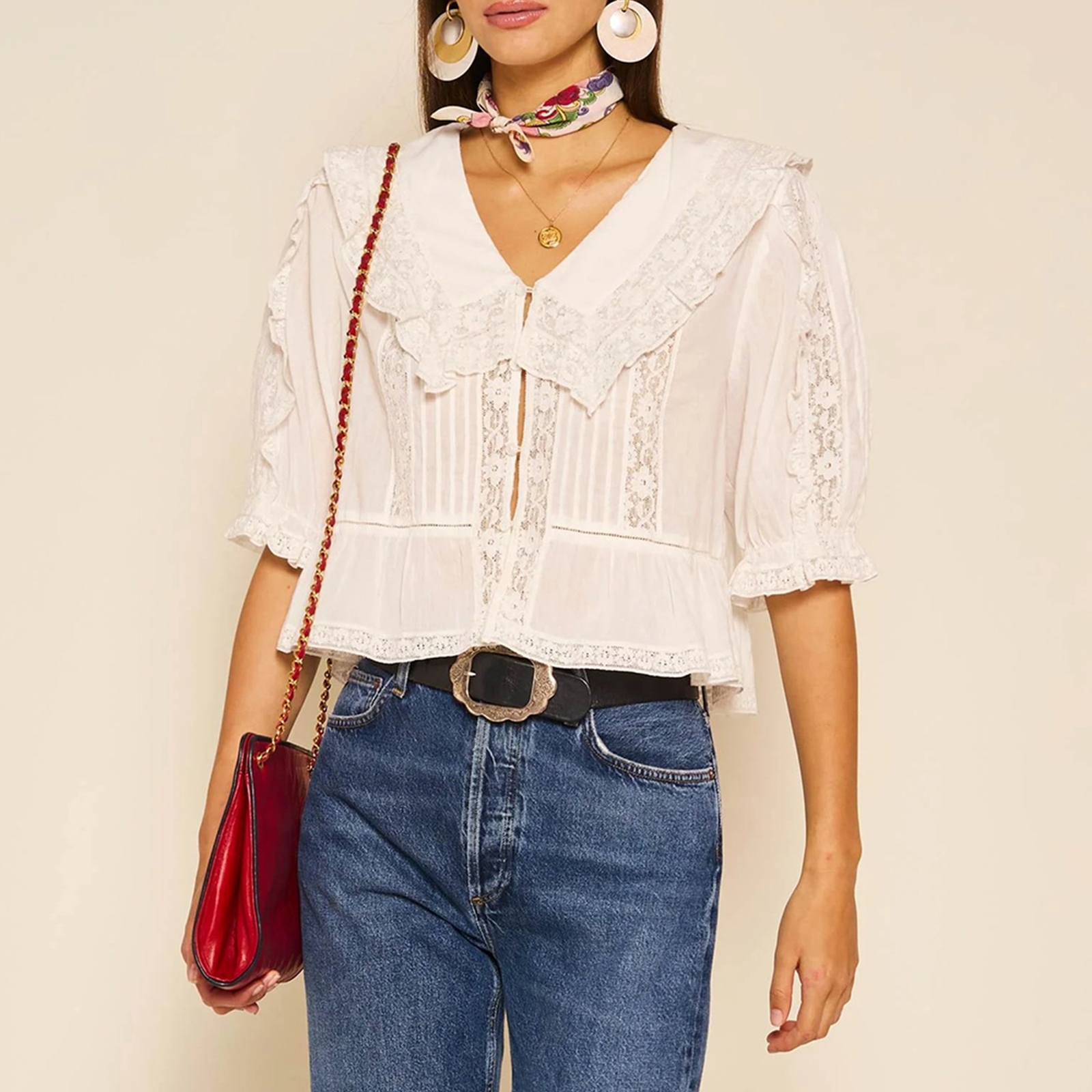 RIXO Ellery Cotton-Voile Top - UK 16