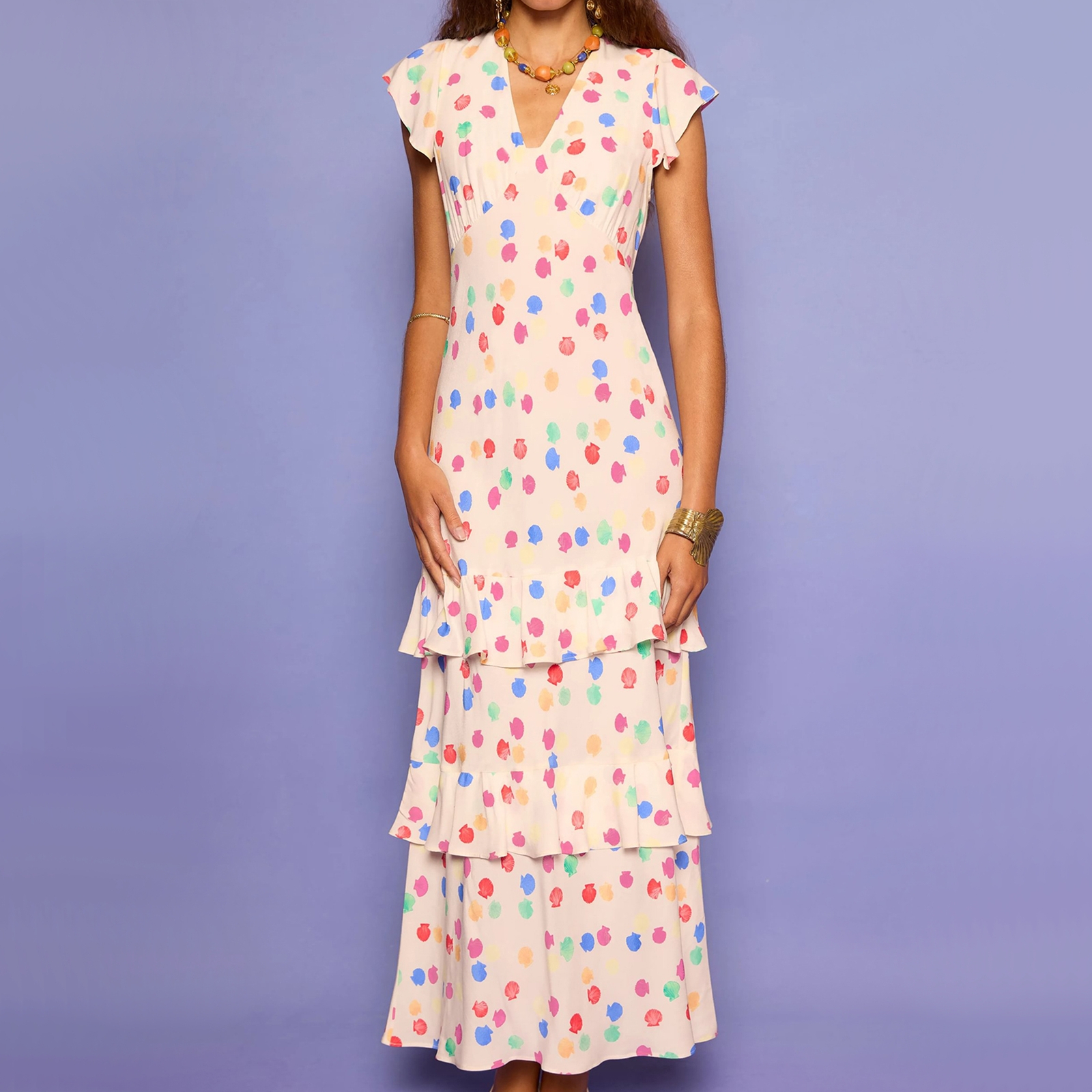 RIXO Meena Shell-Print Crepe Maxi Dress - UK 8