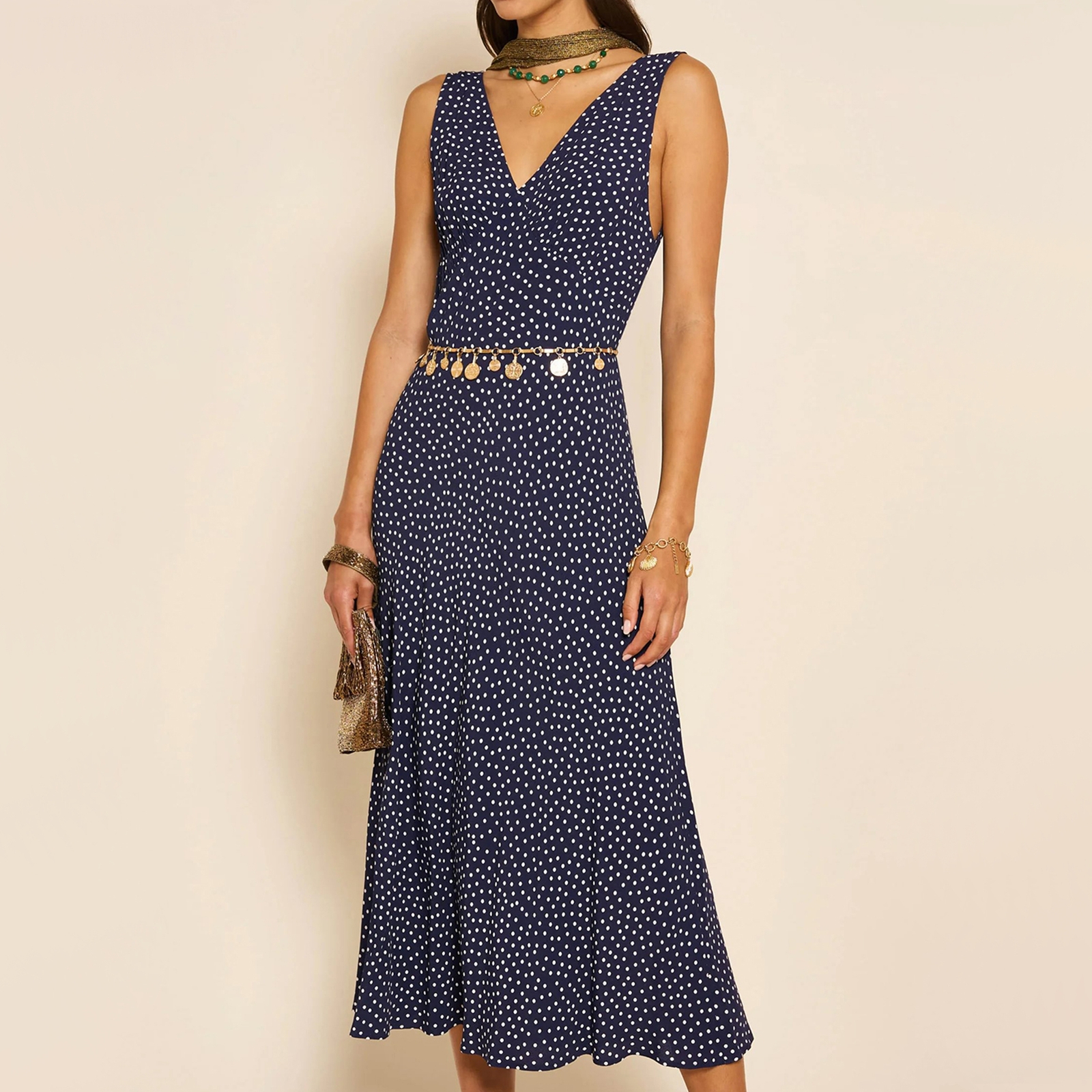 Rixo Sandrine Polka Dot Crepe Dress - UK 16