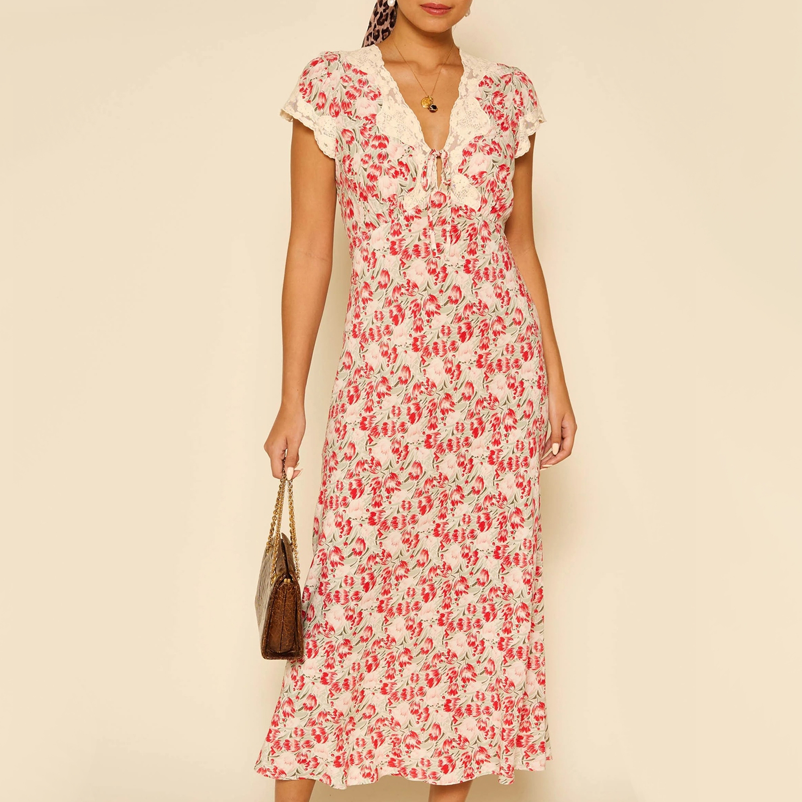 Rixo Amari Tulip Fields Floral-Print Crepe De Chine Dress - UK 8