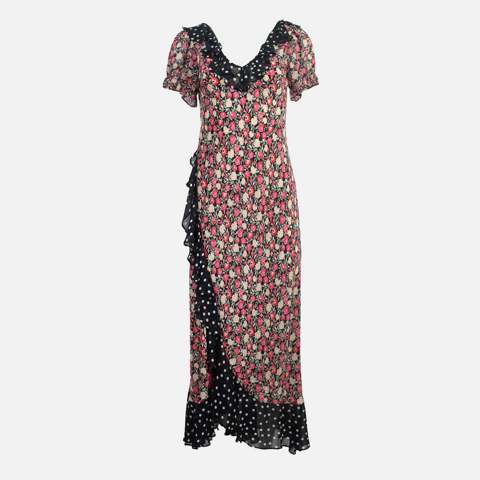 RIXO Clementina Floral-Print Chiffon Dress - UK 10