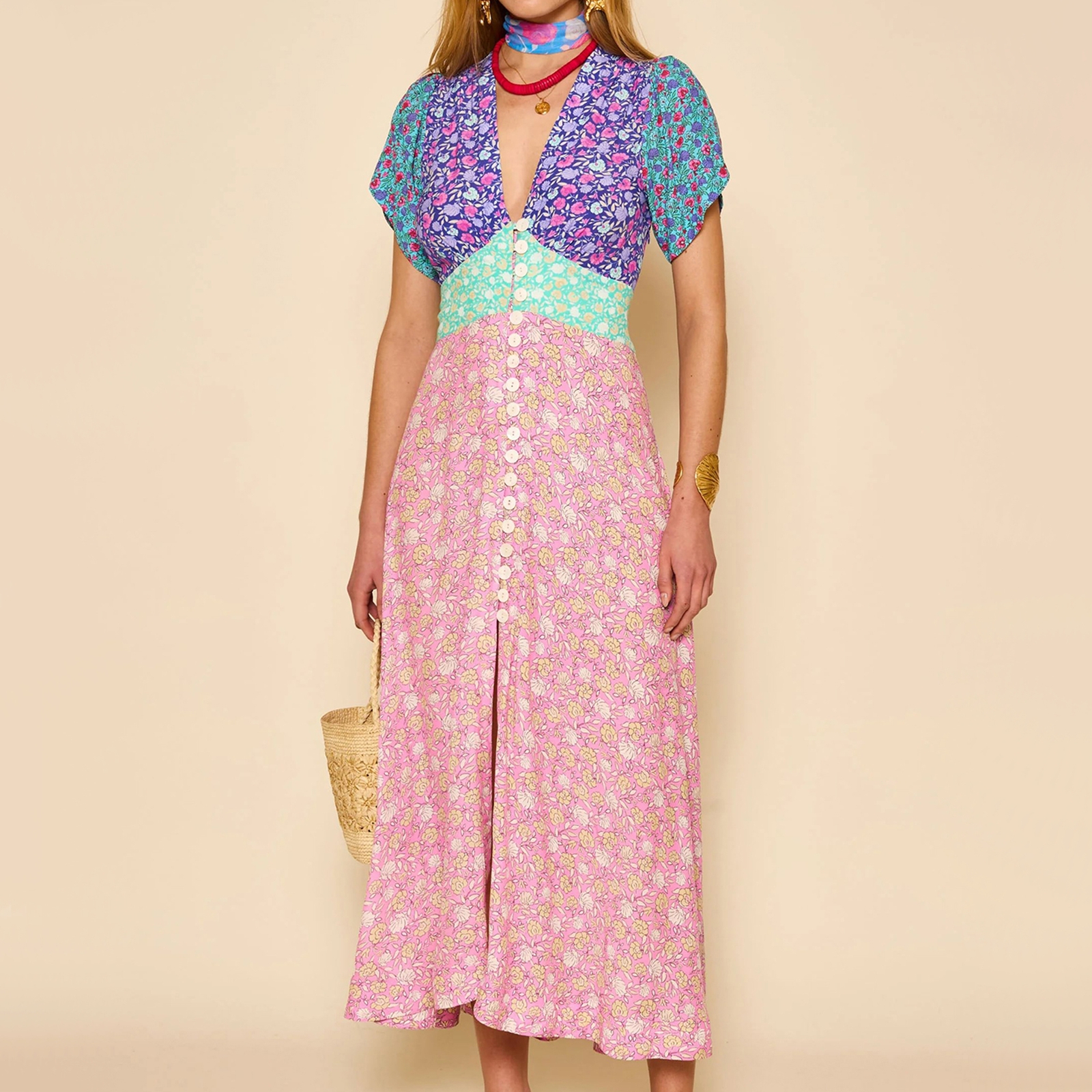RIXO Novara Floral-Print Crepe Dress - UK 14