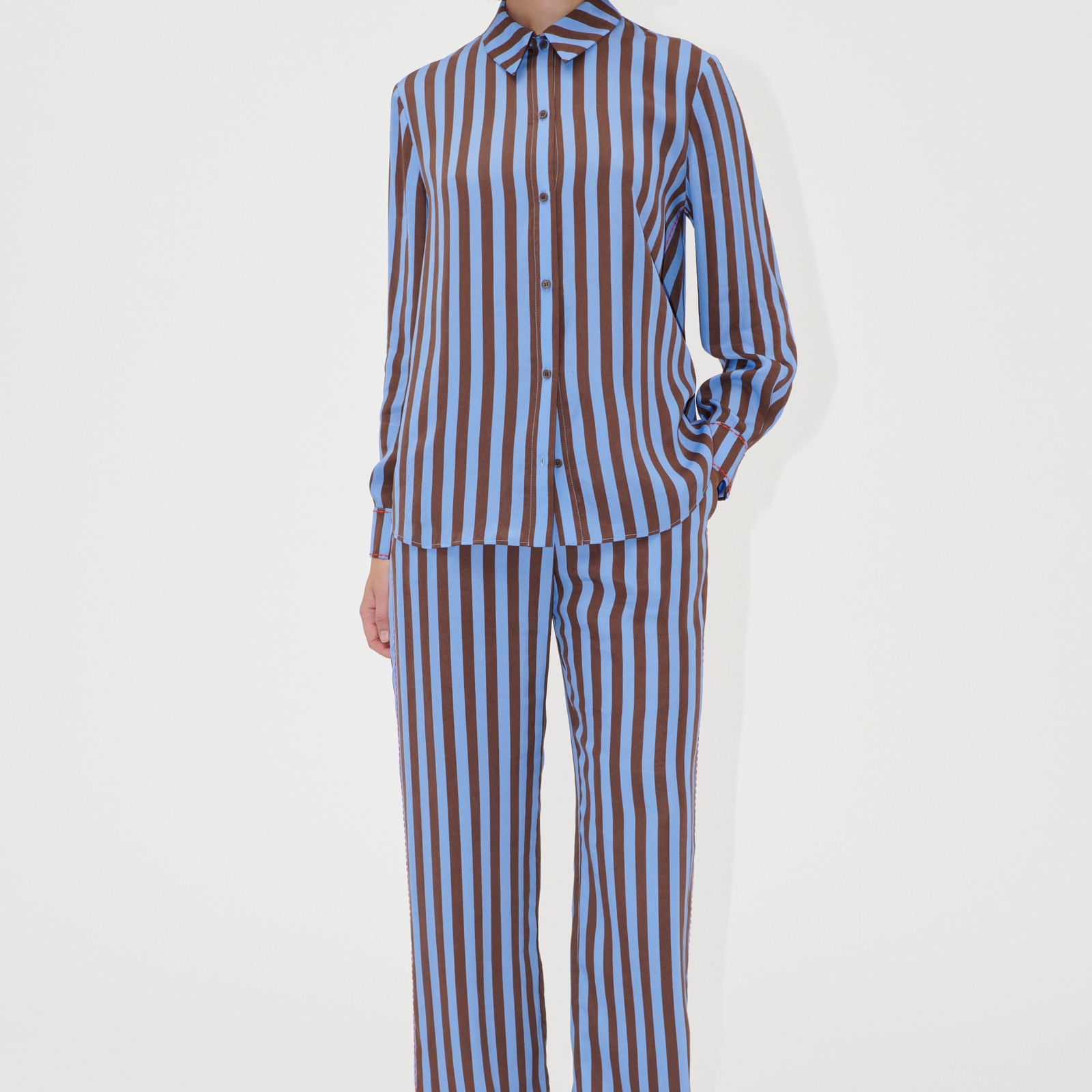 Stine Goya Striped Satin Shirt - L