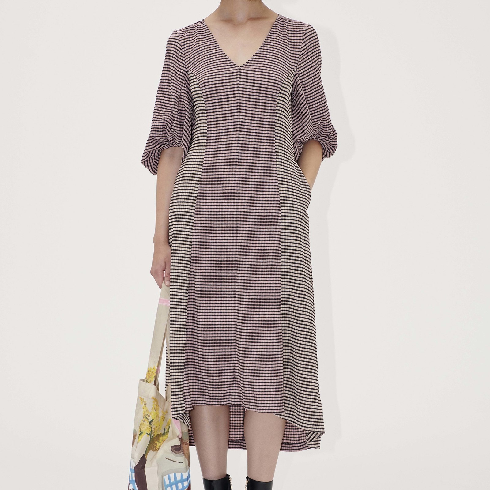 Stine Goya Checked Woven Midi Dress - XL