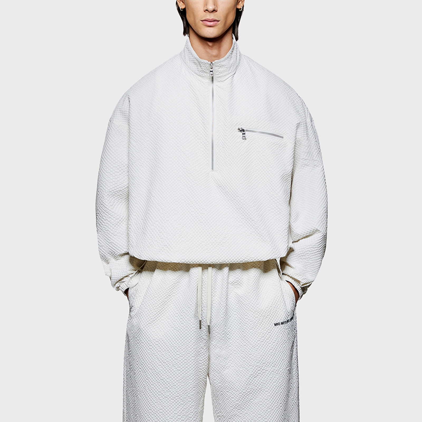 MKI MIYUKI ZOKU Seersucker Quarter-Zip Jacket - S