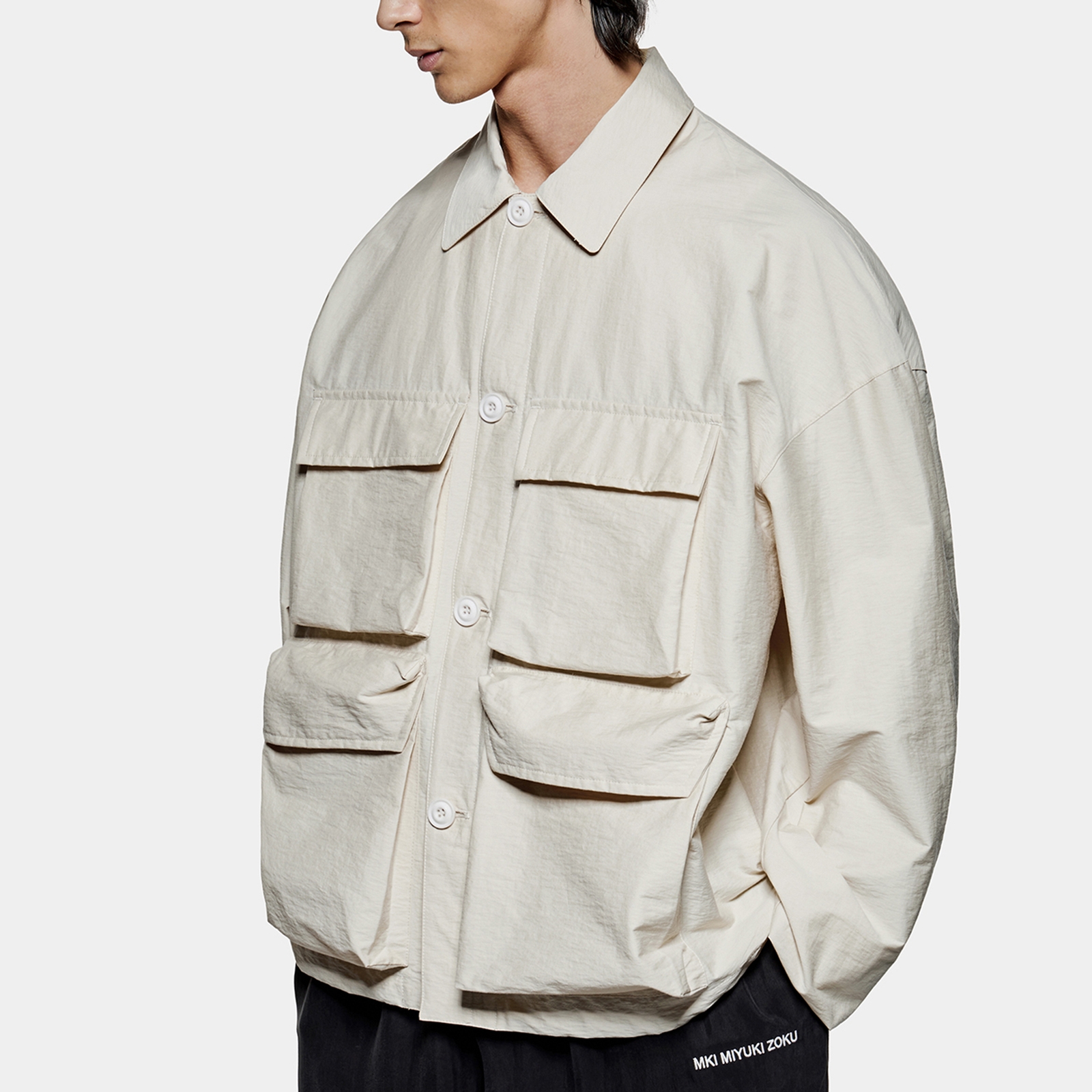 MKI MIYUKI ZOKU Washed Box Cotton-Blend Overshirt - XL
