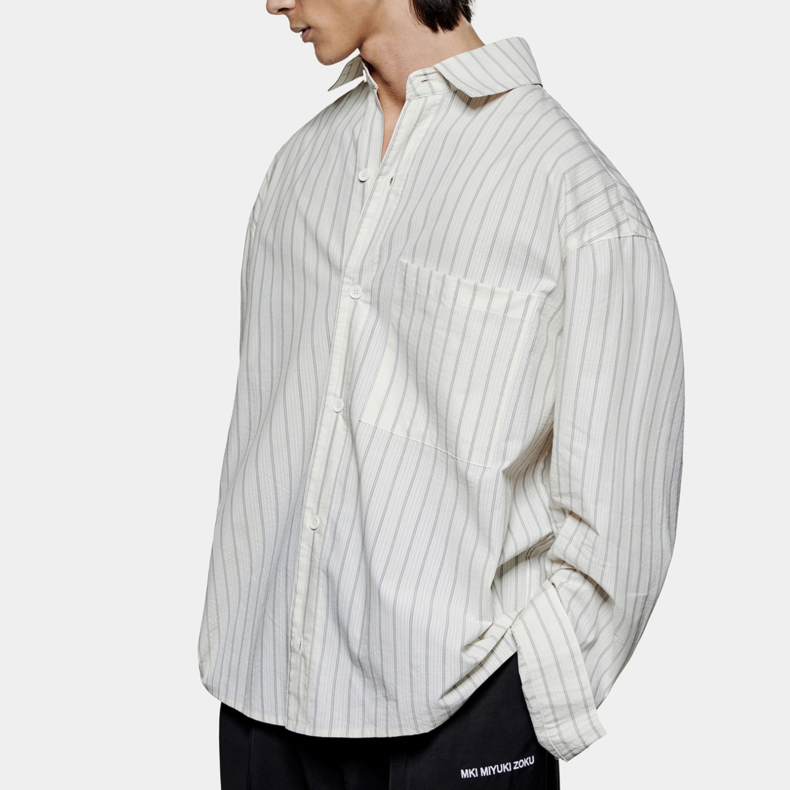 MKI MIYUKI ZOKU Box Cottton-Seersucker Dress Shirt - S