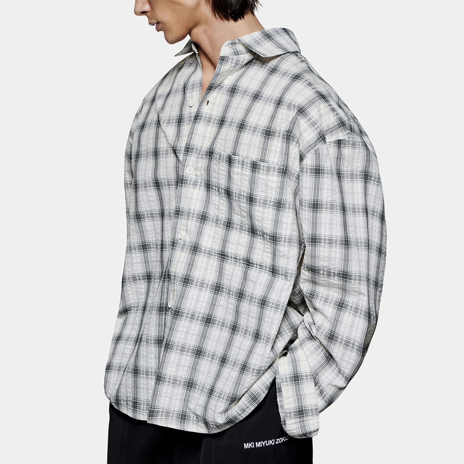 MKI MIYUKI ZOKU Box Cotton-Seersucker Dress Shirt - L