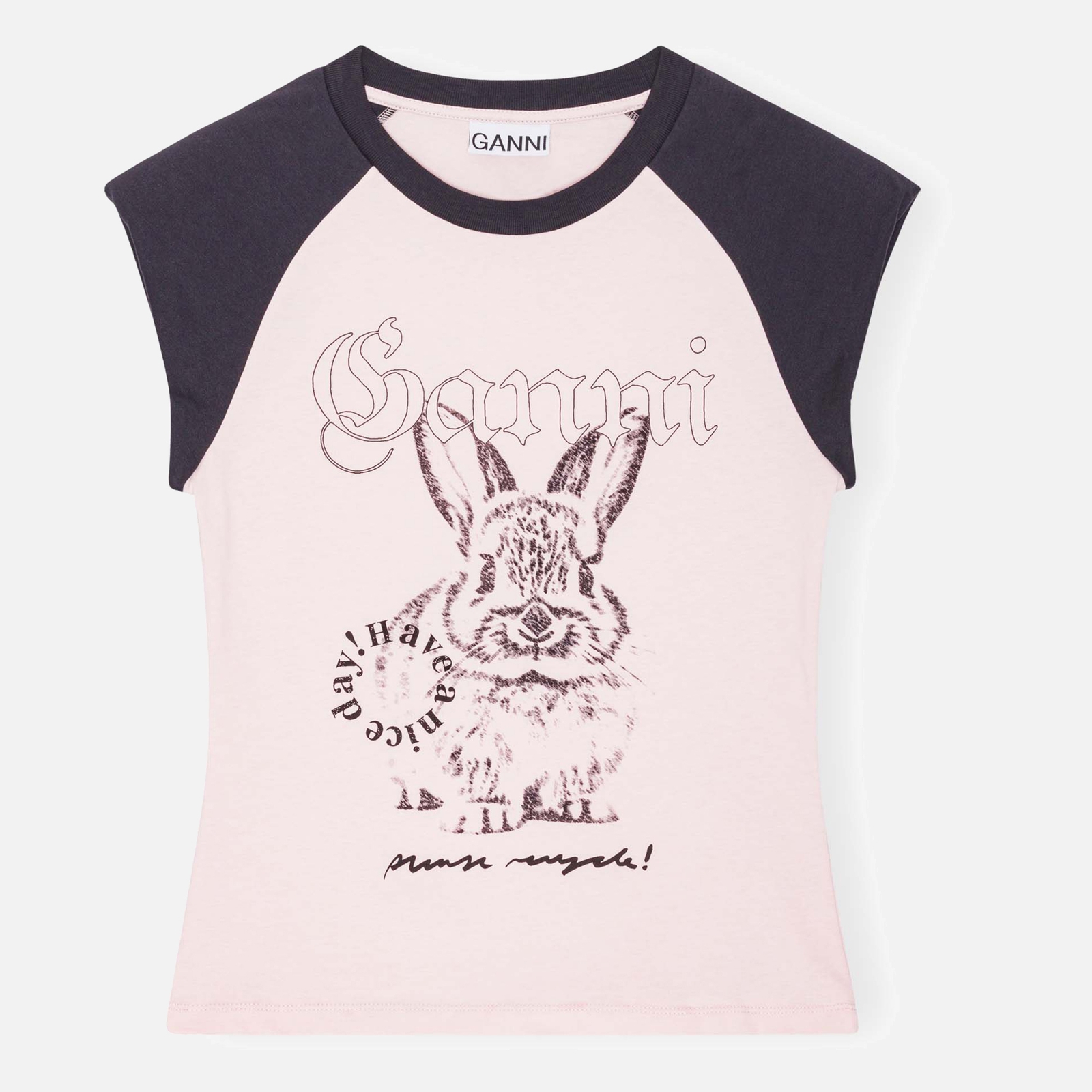Ganni Basic Bunny Raglan Cotton-Jersey T-shirt - M