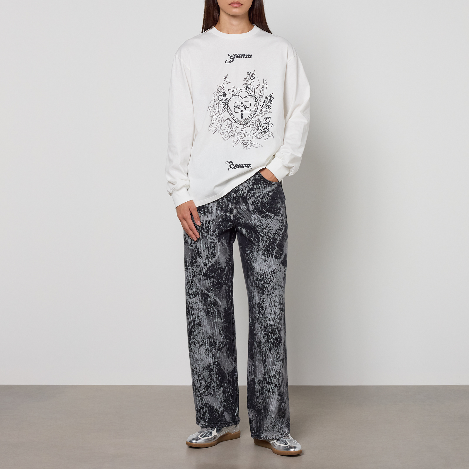 Ganni Charm Heavy Re-Cut Cotton-Jersey T-shirt - XL
