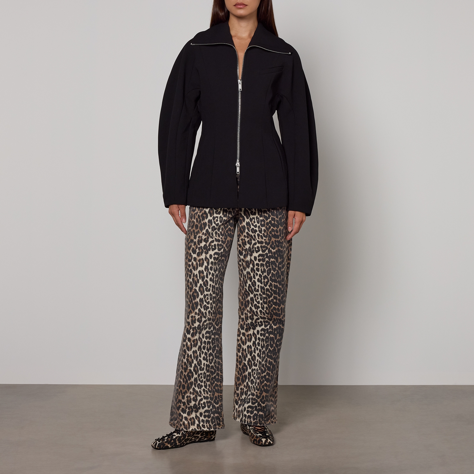 Ganni Bonded Crepe Curve Sleeve Jacket - EU 36/UK 8