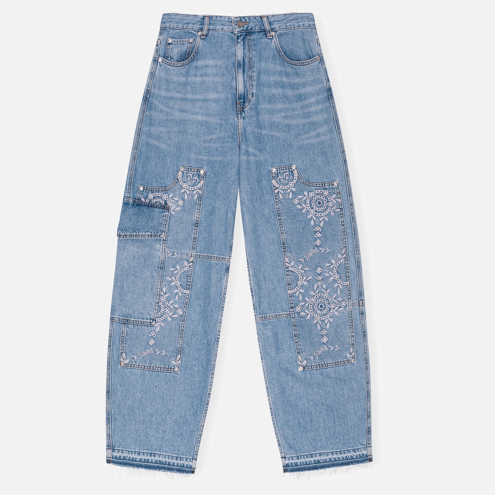 Ganni Broderie Anglaise Denim Carpenter Jeans - W28