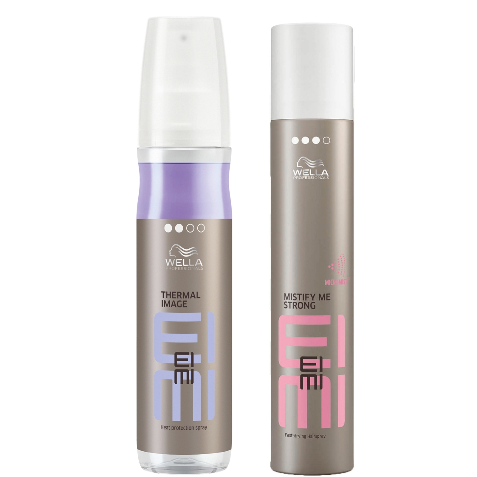 

Wella Professionals Care EIMI Thermal Image Heat Protection 150ml with Mistify Me Strong Hairspray 300ml Styling Bundle