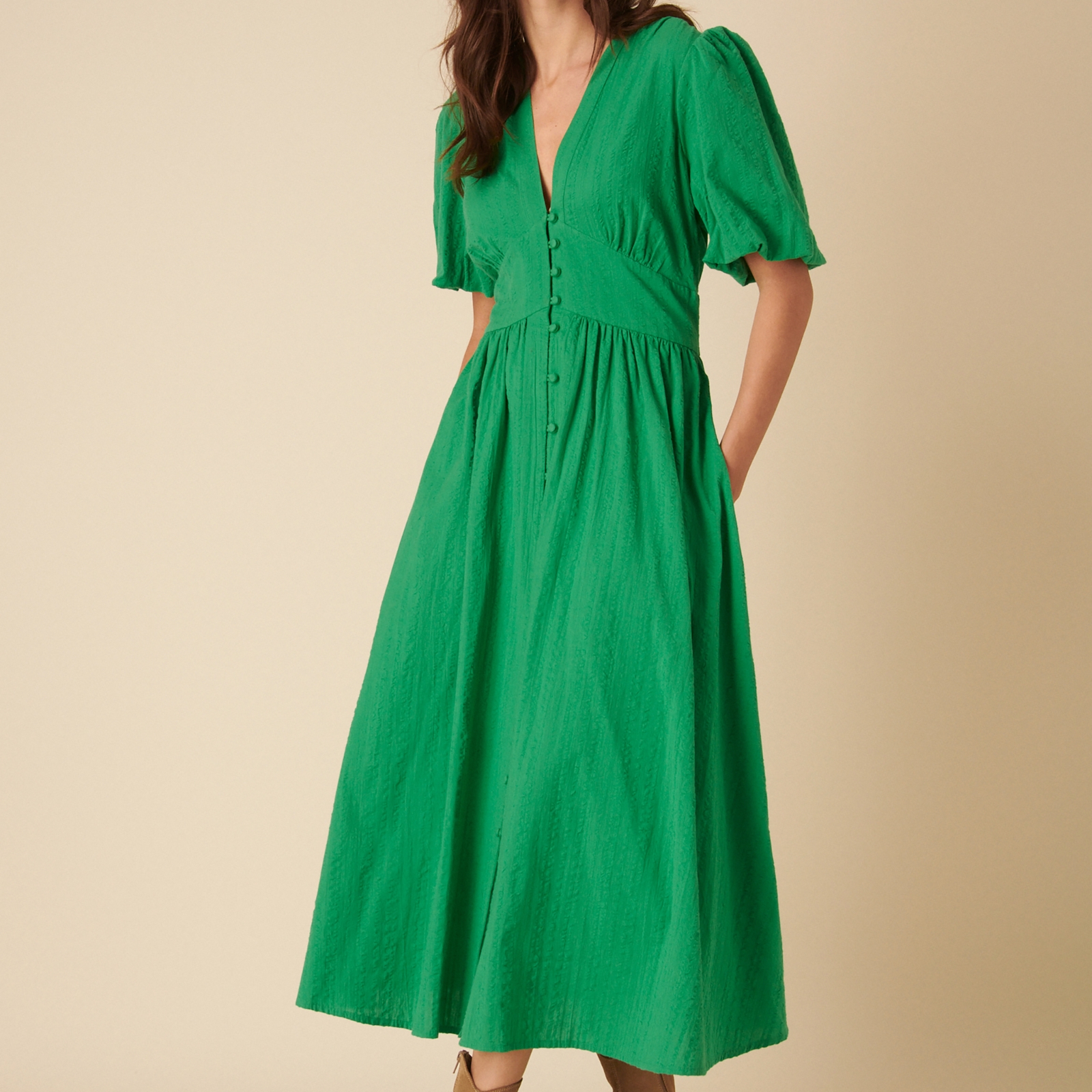 Nobody's Child Starlight Plain Cotton-Seersucker Dress - UK 10